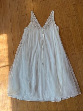 Vintage 60s Sheer Lace-Trim White Dress